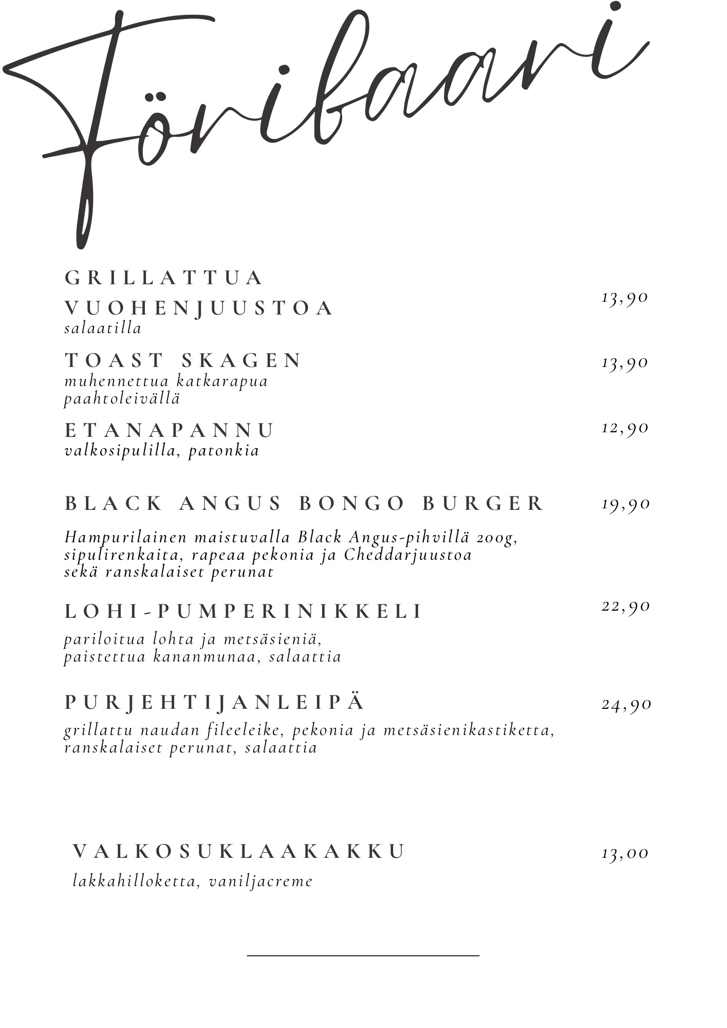 föribaari menu